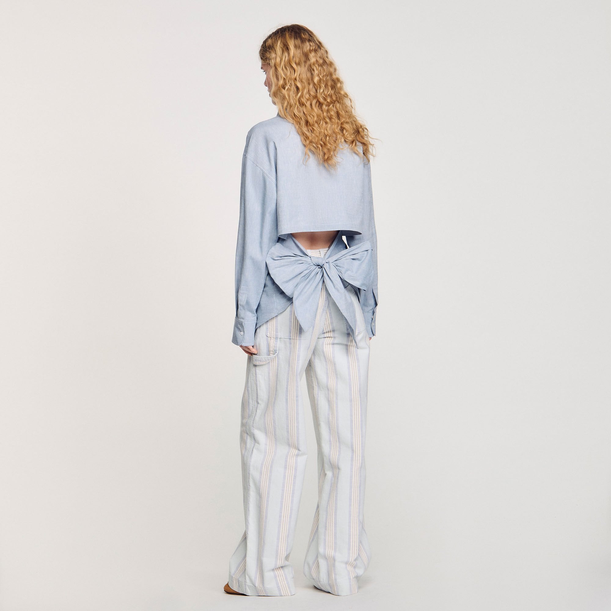 Long tie-back shirt Sky Blue Sandro Women