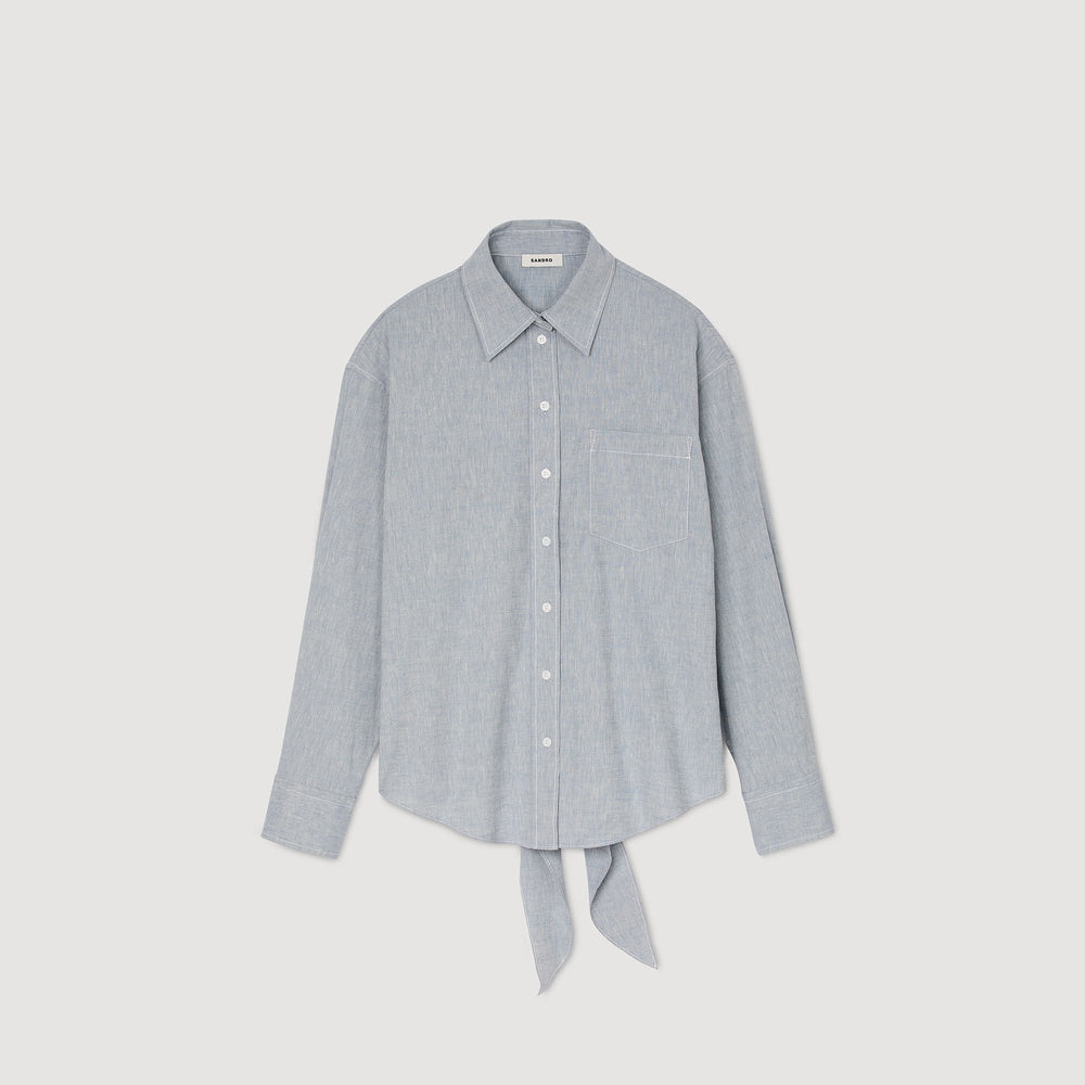 Long tie-back shirt Sky Blue Sandro Women