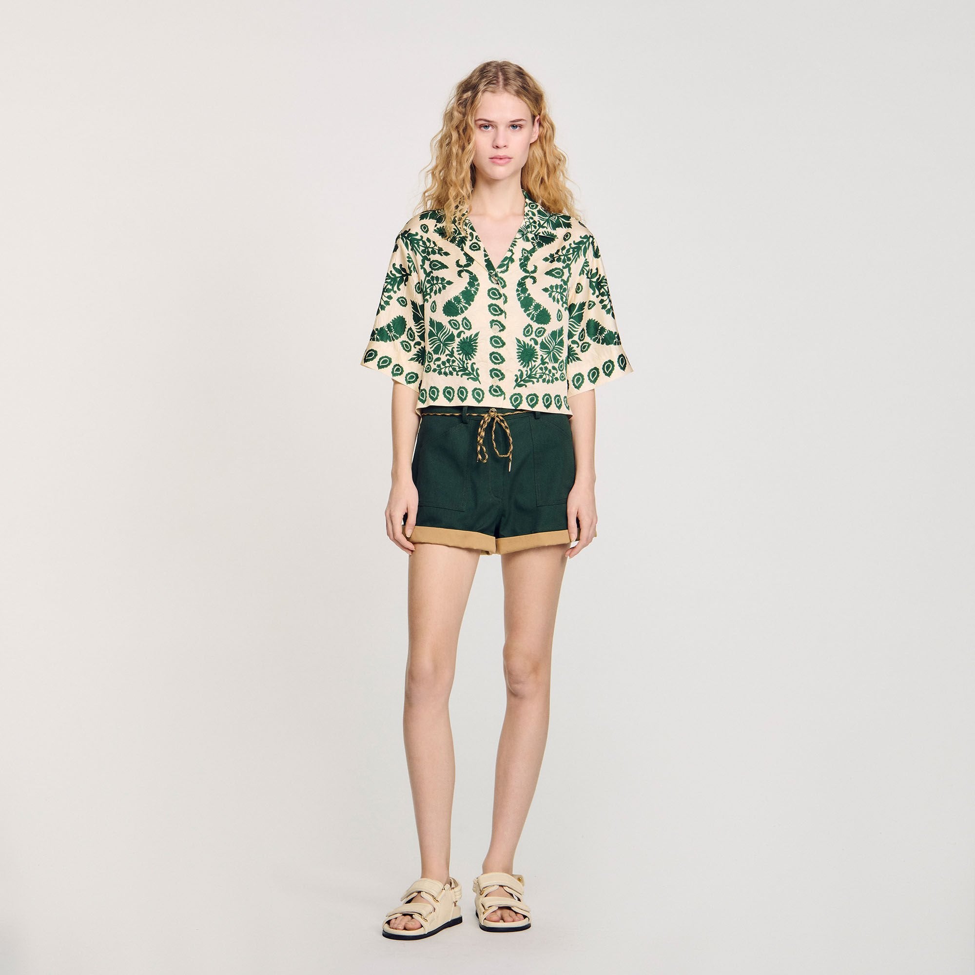Floral motif shirt Ecru / Green Sandro Women
