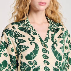 Floral motif shirt Ecru / Green Sandro Women