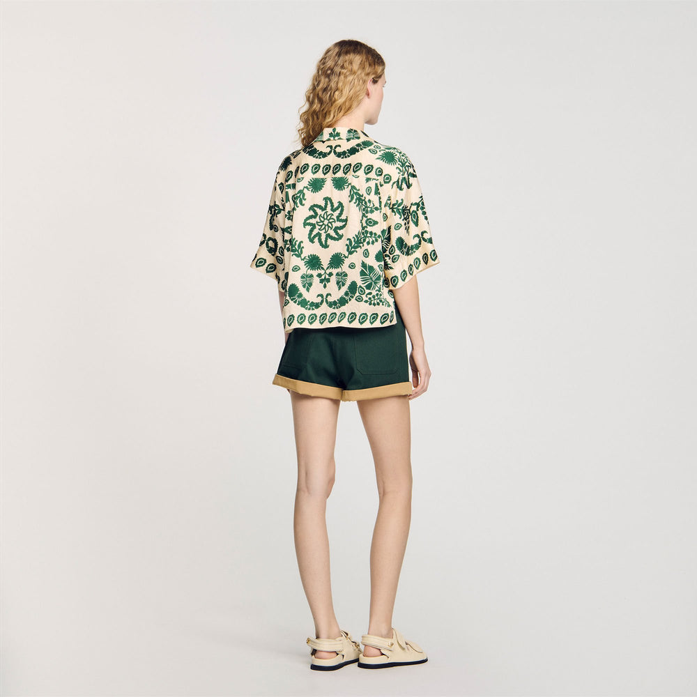 Floral motif shirt Ecru / Green Sandro Women