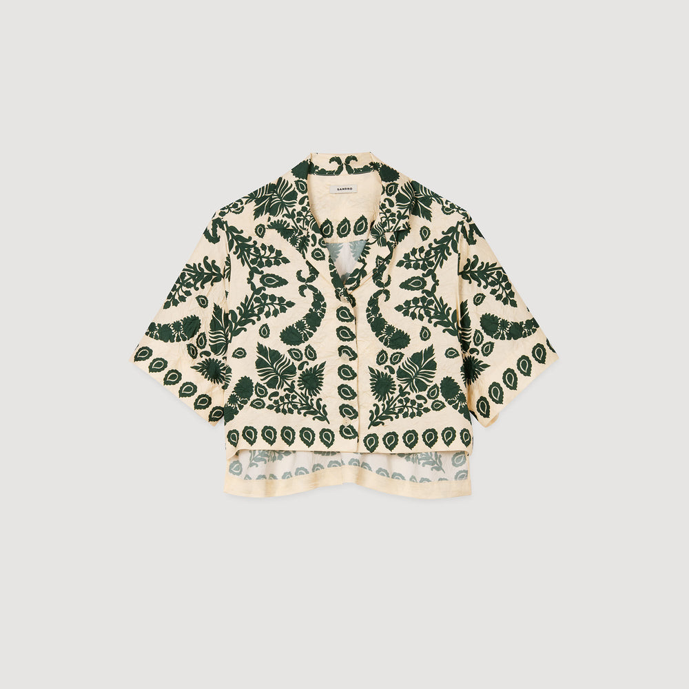 Floral motif shirt Ecru / Green Sandro Women