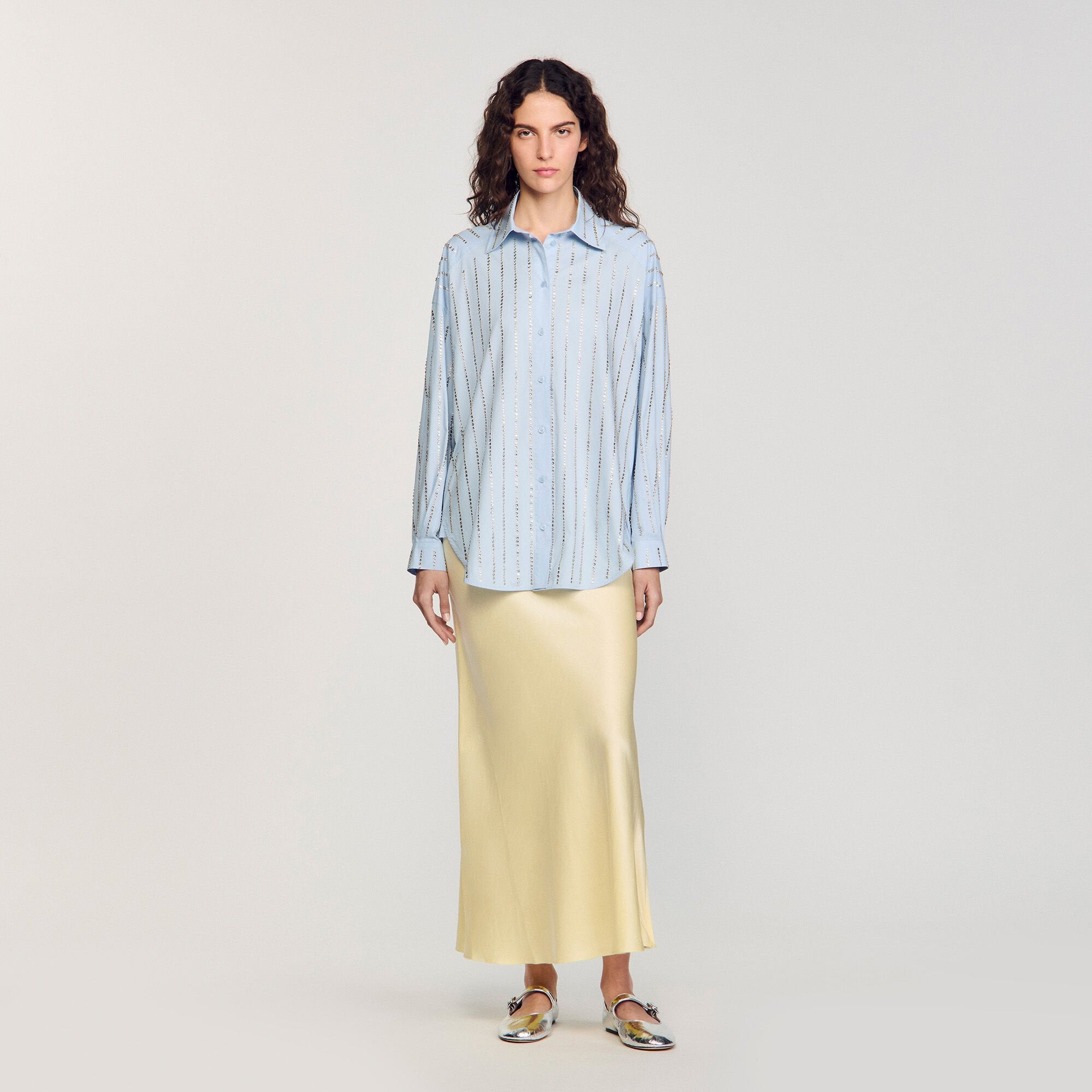 Rhinestone shirt Sky Blue Sandro Women