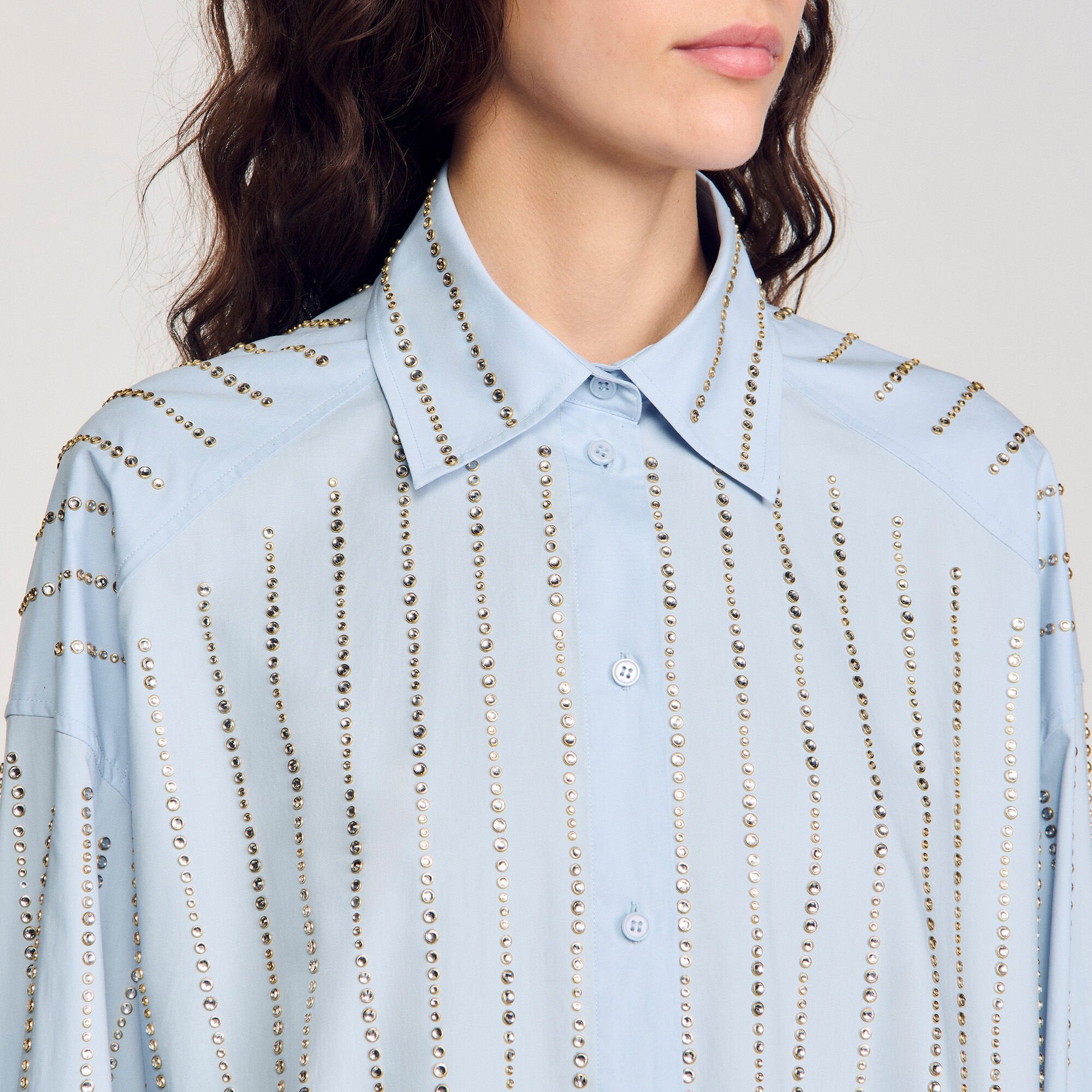 Rhinestone shirt Sky Blue Sandro Women