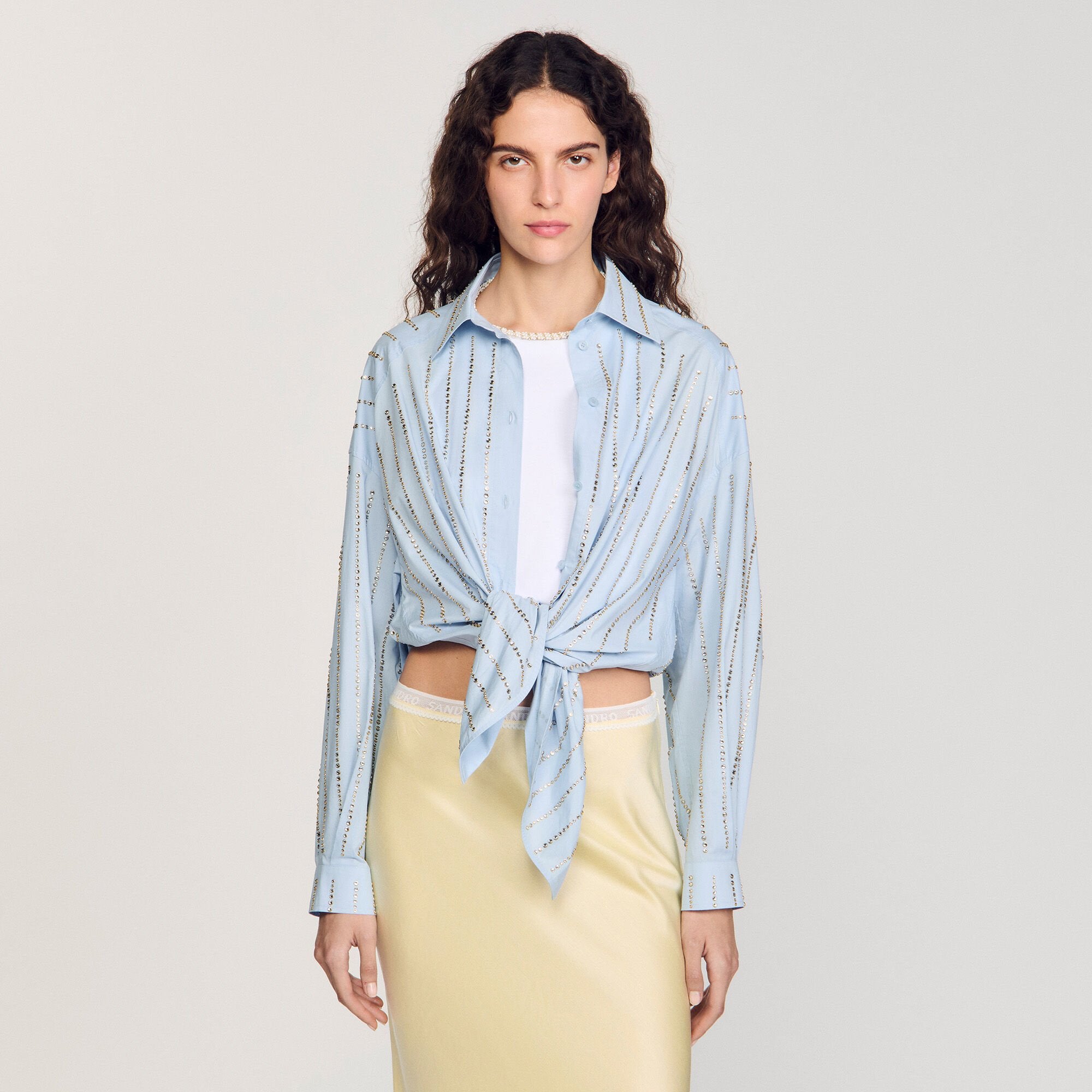 Rhinestone shirt Sky Blue Sandro Women