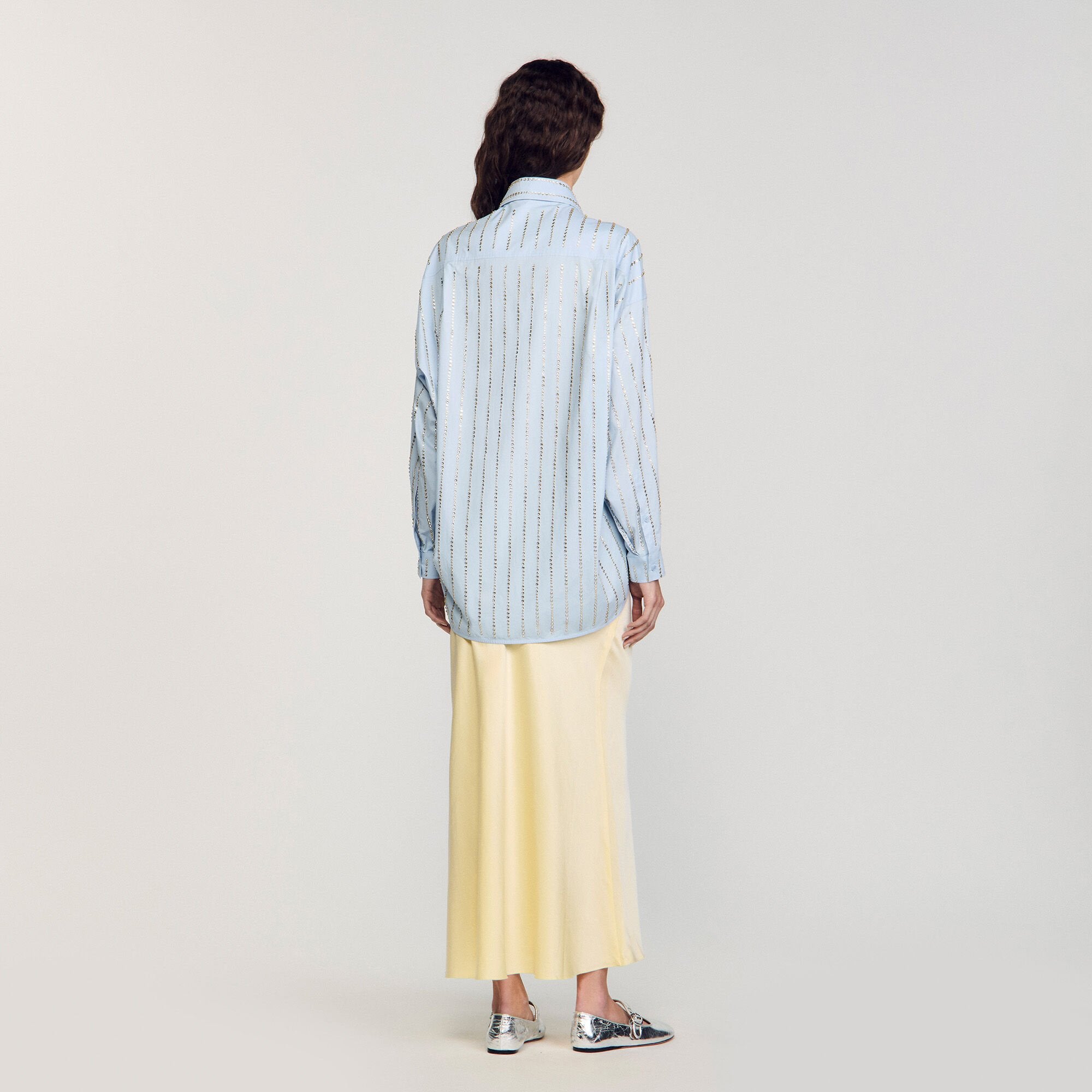 Rhinestone shirt Sky Blue Sandro Women