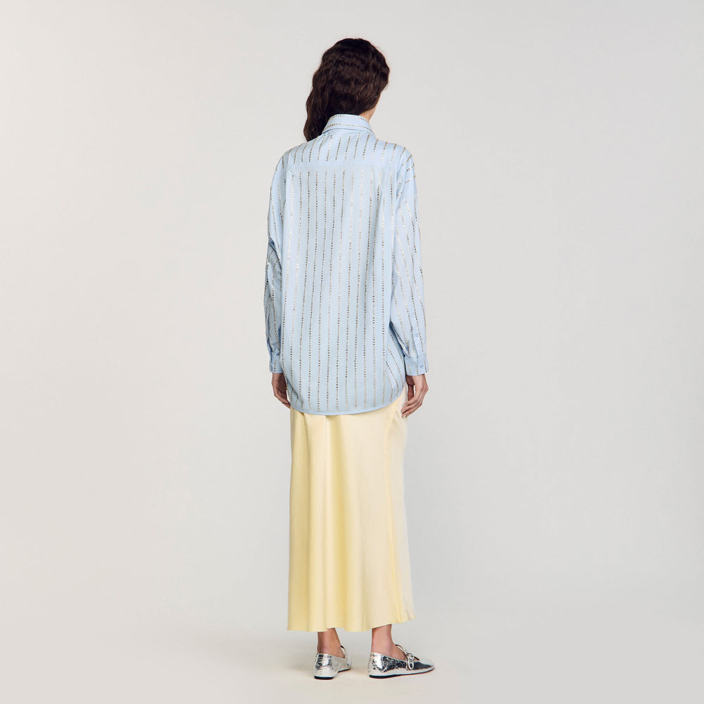 Rhinestone shirt Sky Blue Sandro Women