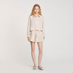 Striped rhinestone shirt Khaki / Pink Sandro Women