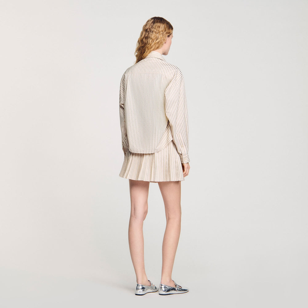 Striped rhinestone shirt Khaki / Pink Sandro Women