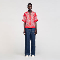Bandana print silk shirt Red / White Sandro Women