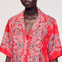 Bandana print silk shirt Red / White Sandro Women