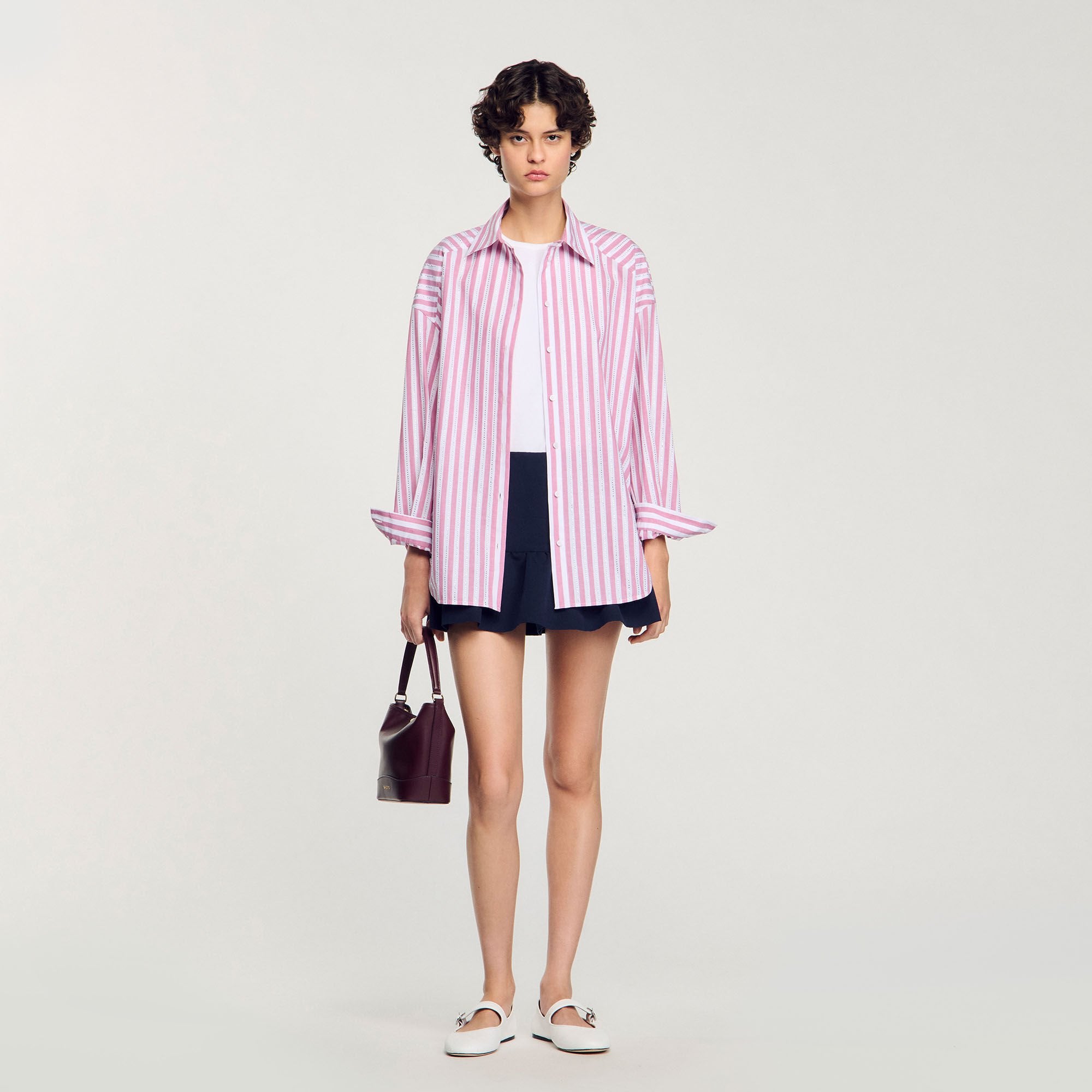 Striped rhinestone shirt Pink Sandro Women