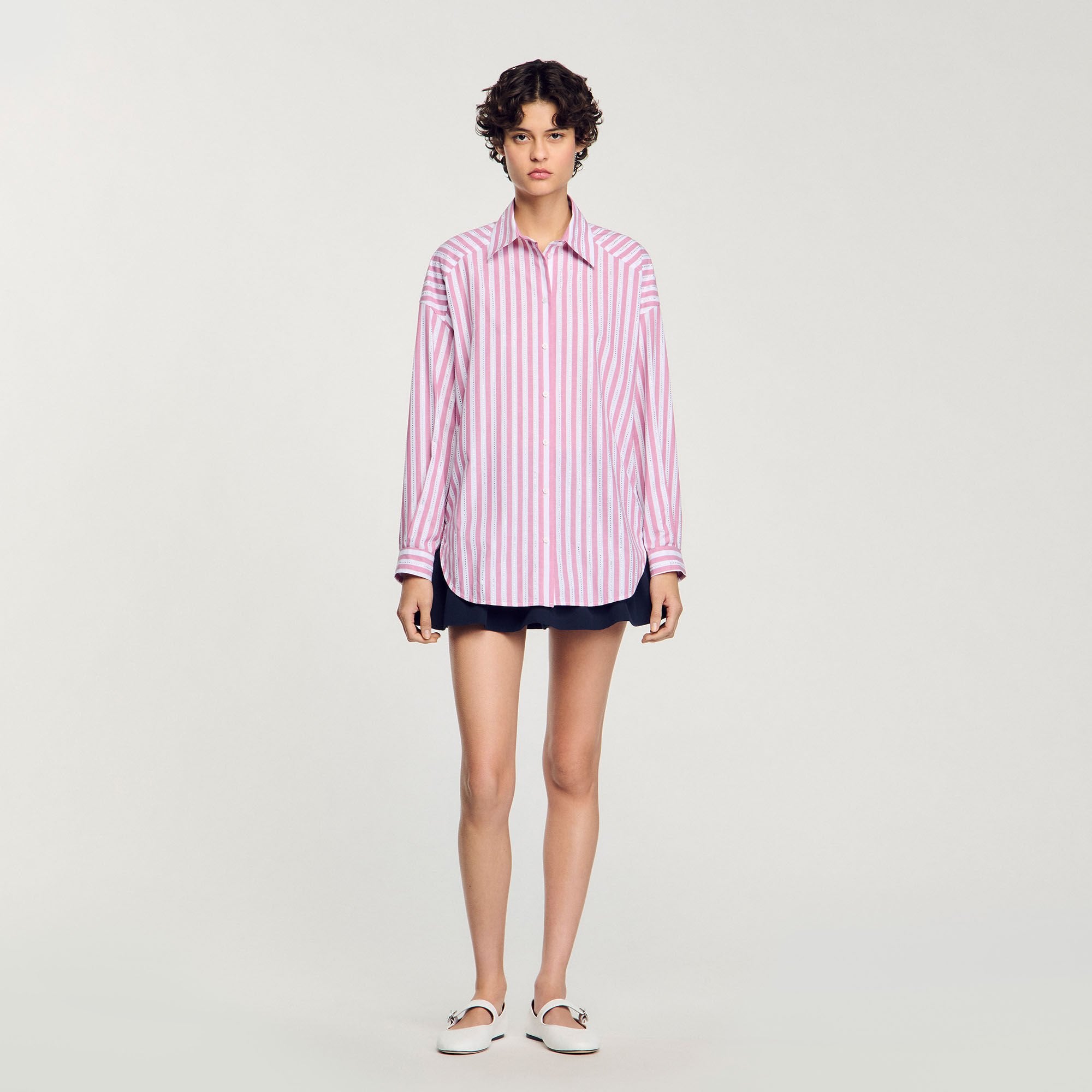 Striped rhinestone shirt Pink Sandro Women