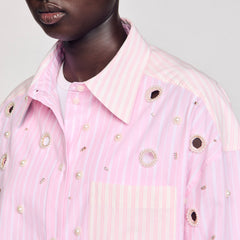 Striped rhinestone shirt Pink Sandro Women
