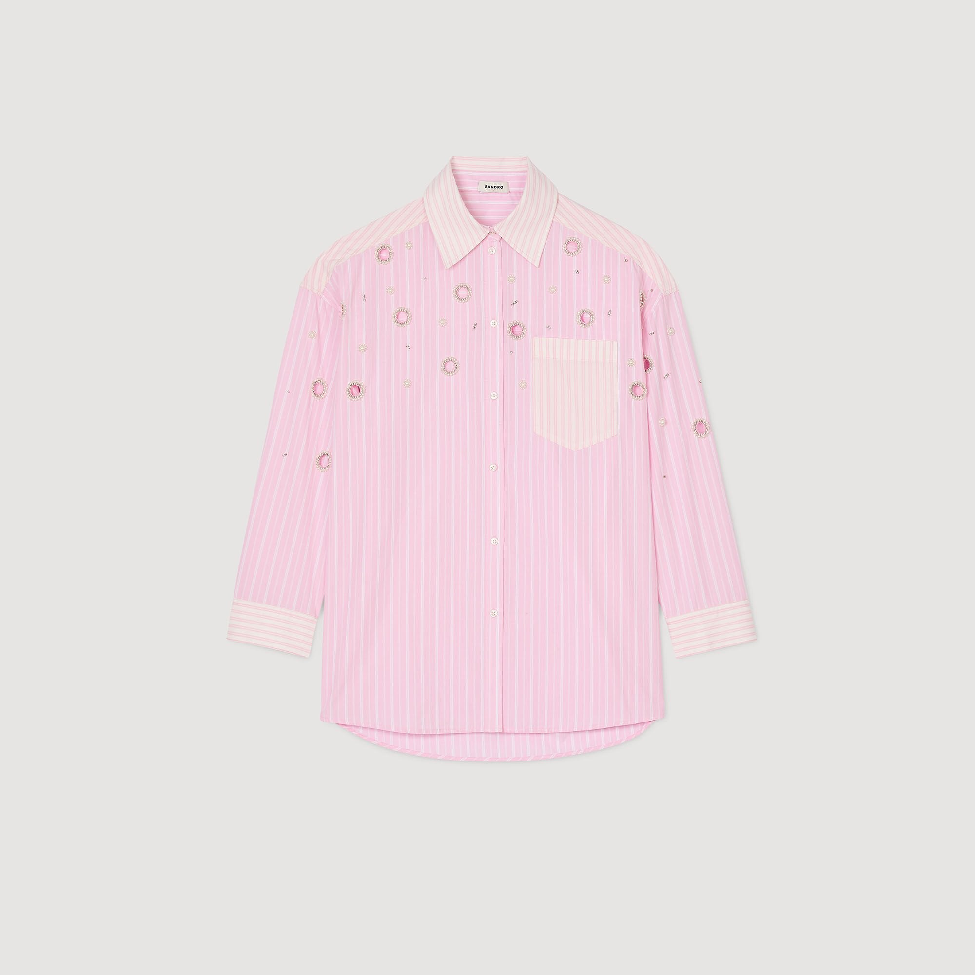 Striped rhinestone shirt Pink Sandro Women
