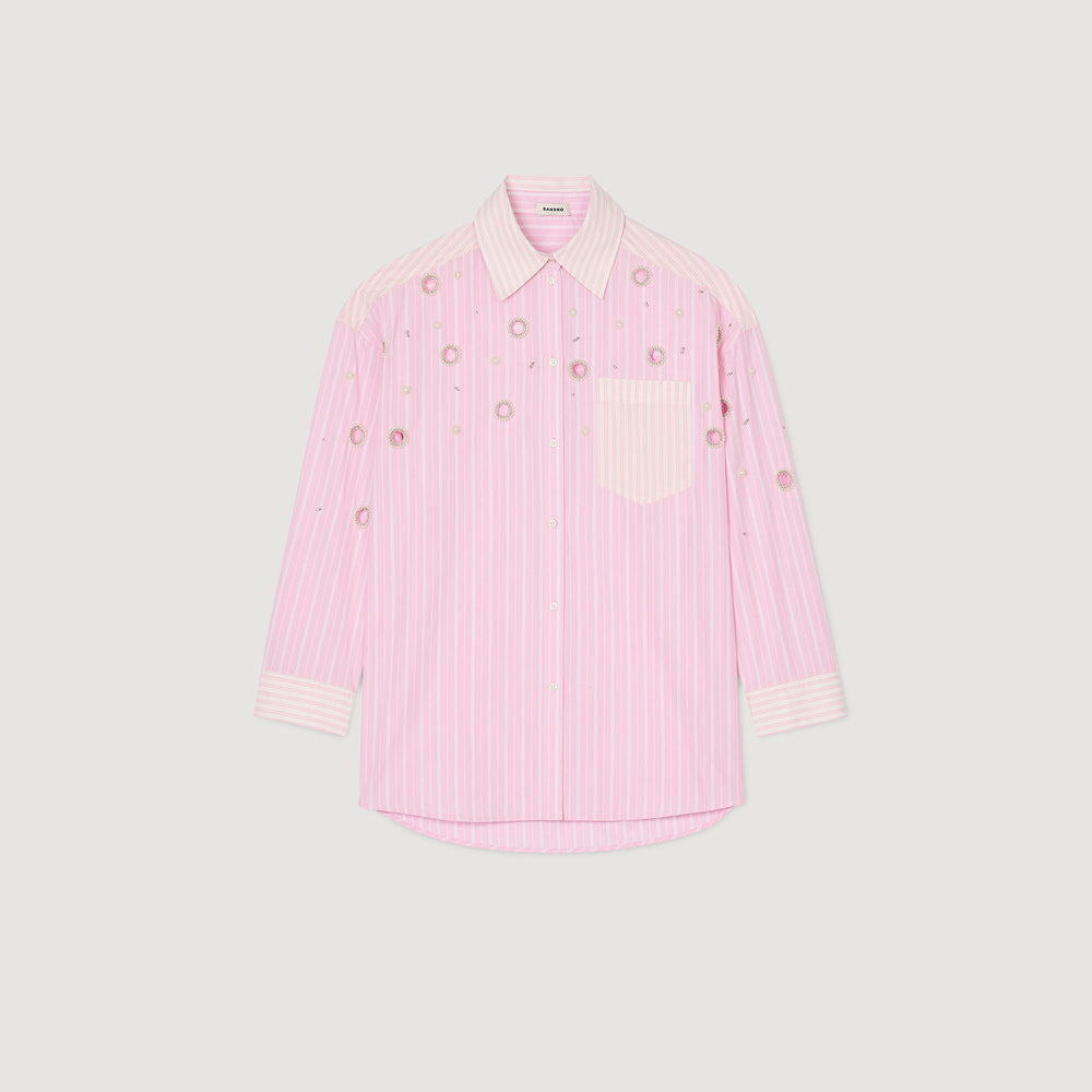Striped rhinestone shirt Pink Sandro Women
