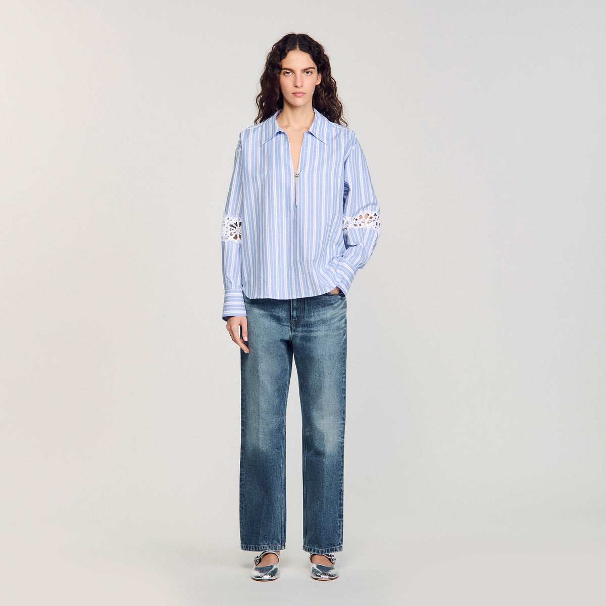 Striped shirt Blu / White Sandro Women