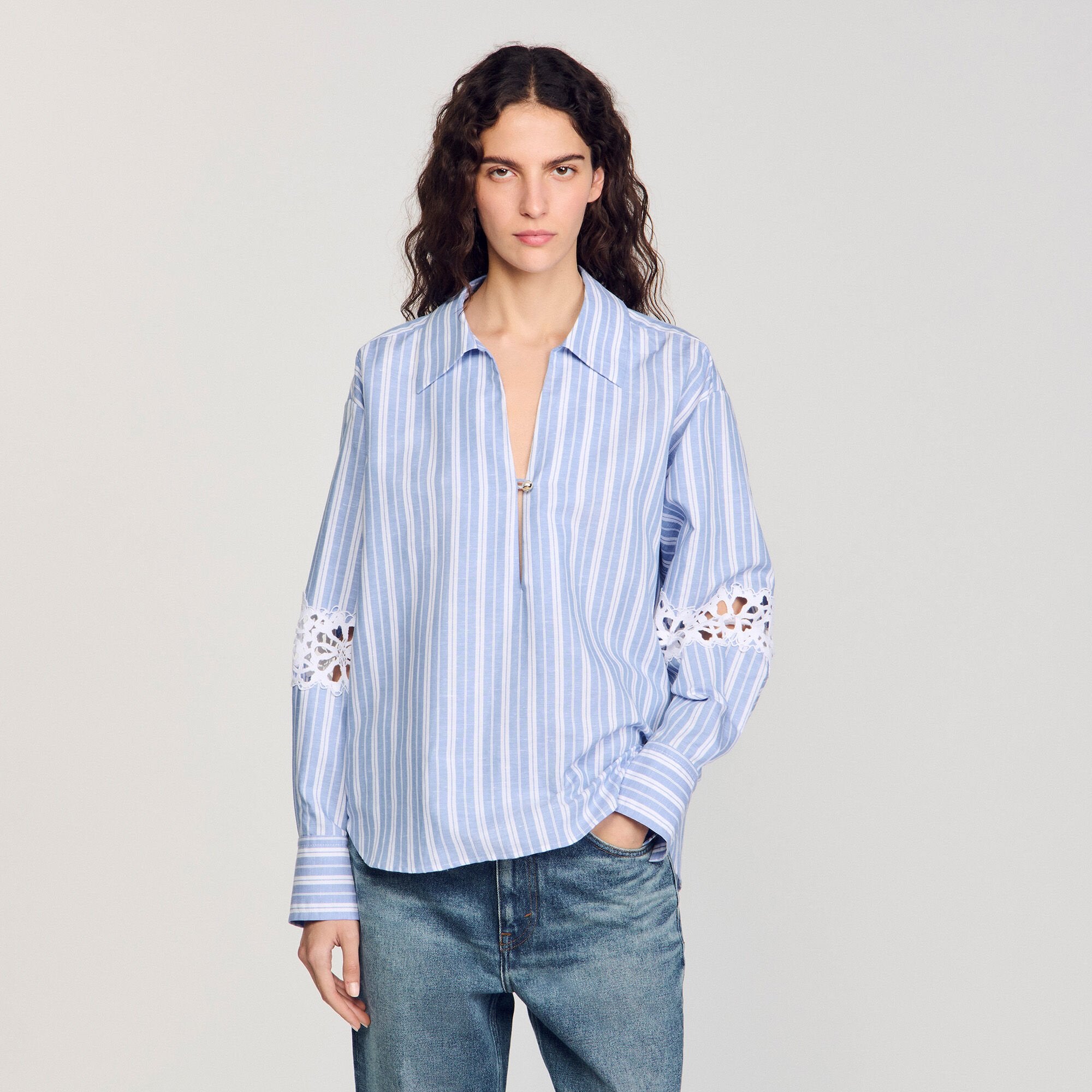 Striped shirt Blu / White Sandro Women
