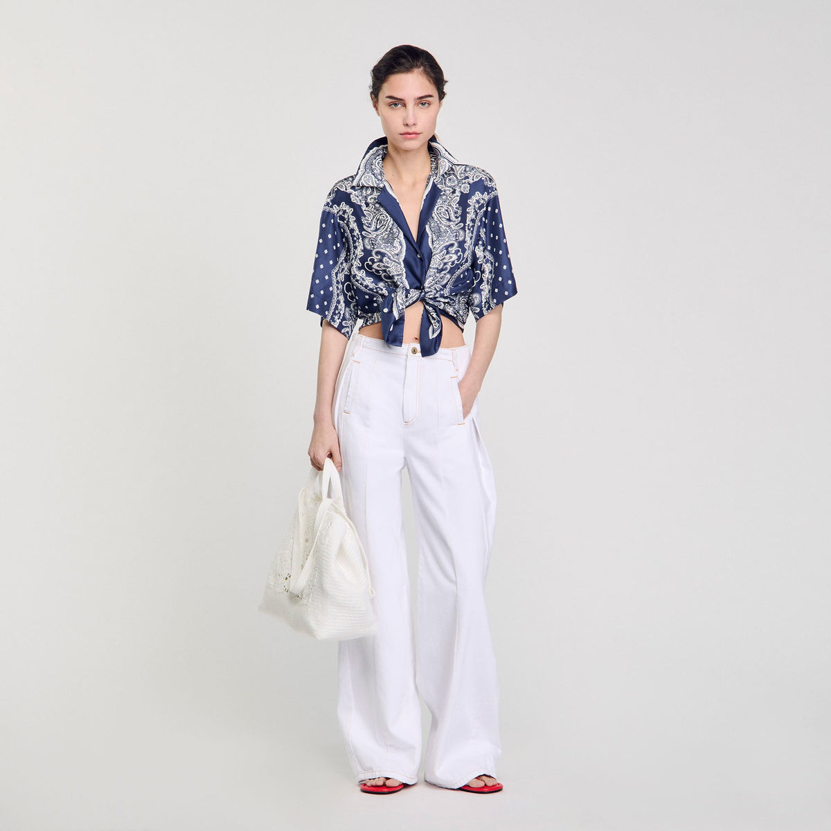 Bandana print shirt Blu / White Sandro Women
