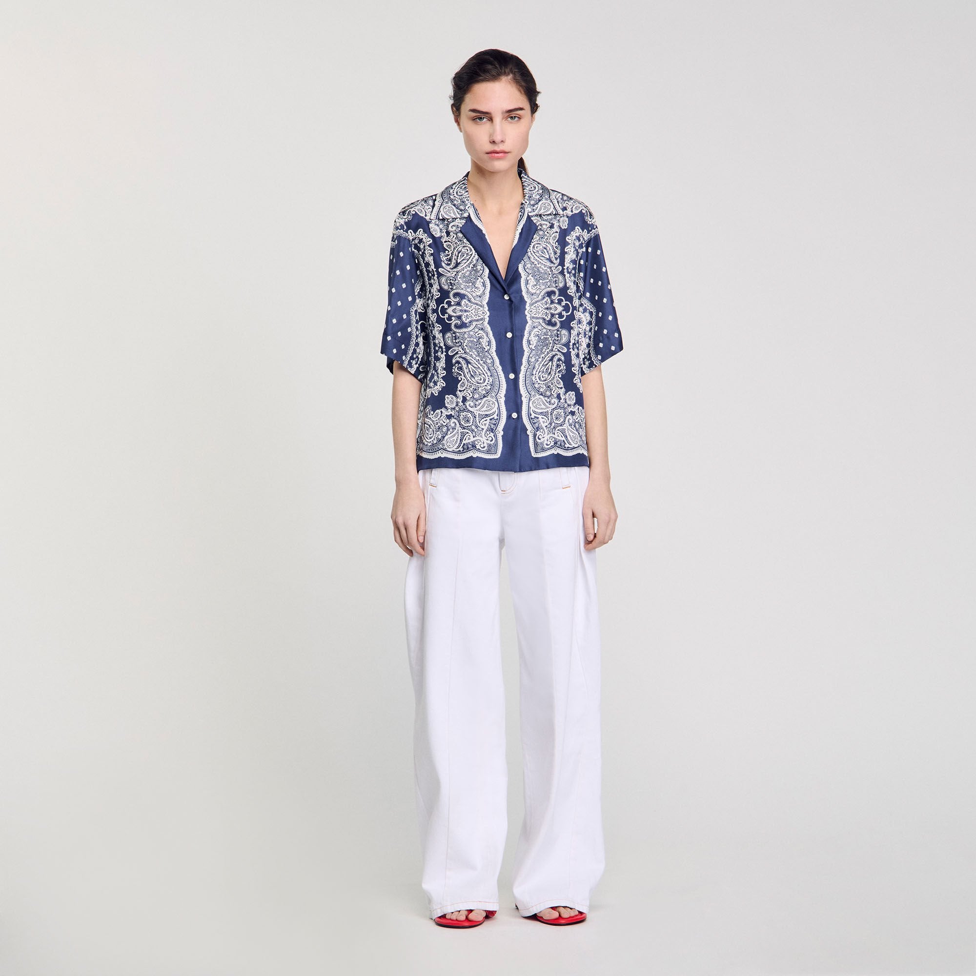 Bandana print shirt Blu / White Sandro Women