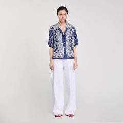 Bandana print shirt Blu / White Sandro Women