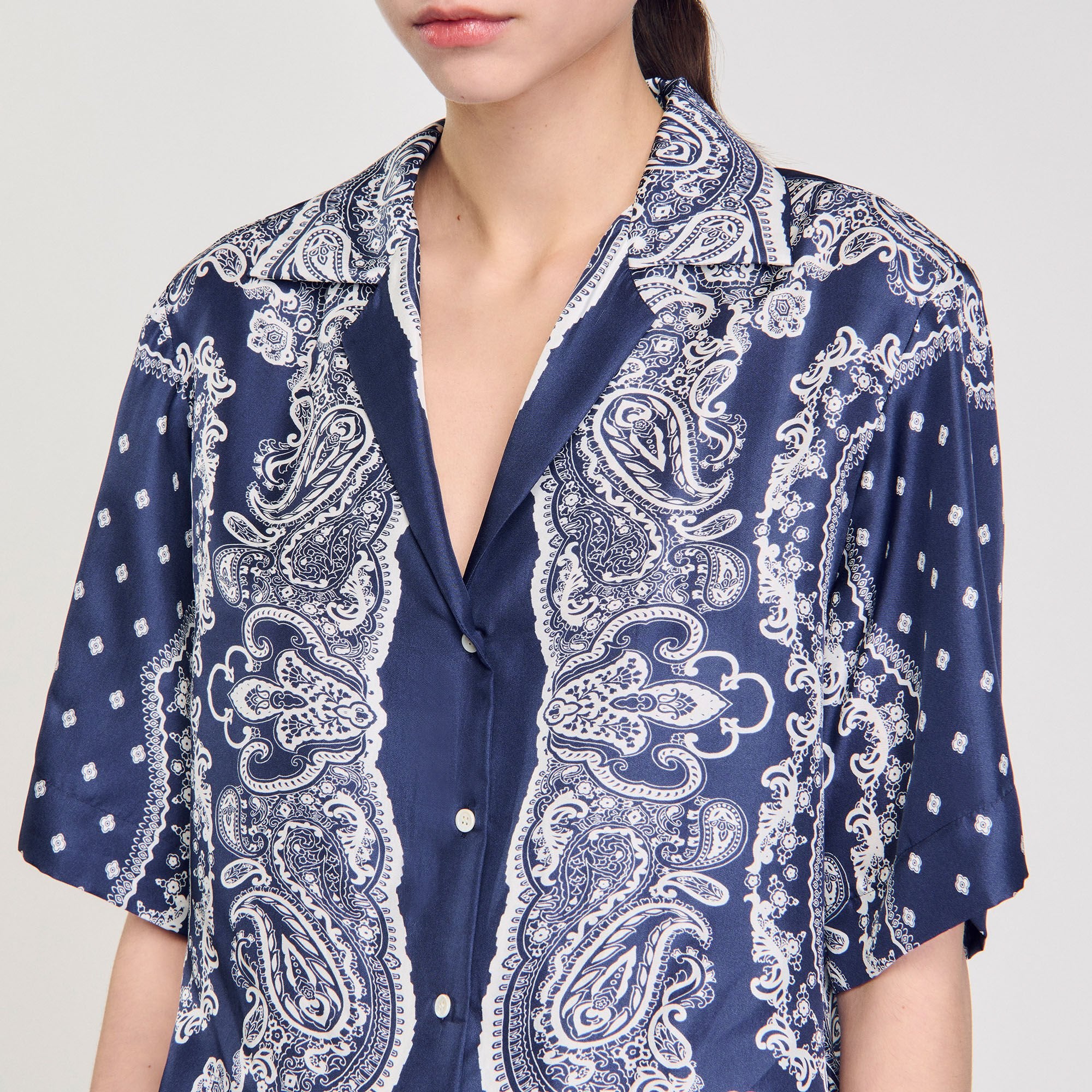 Bandana print shirt Blu / White Sandro Women