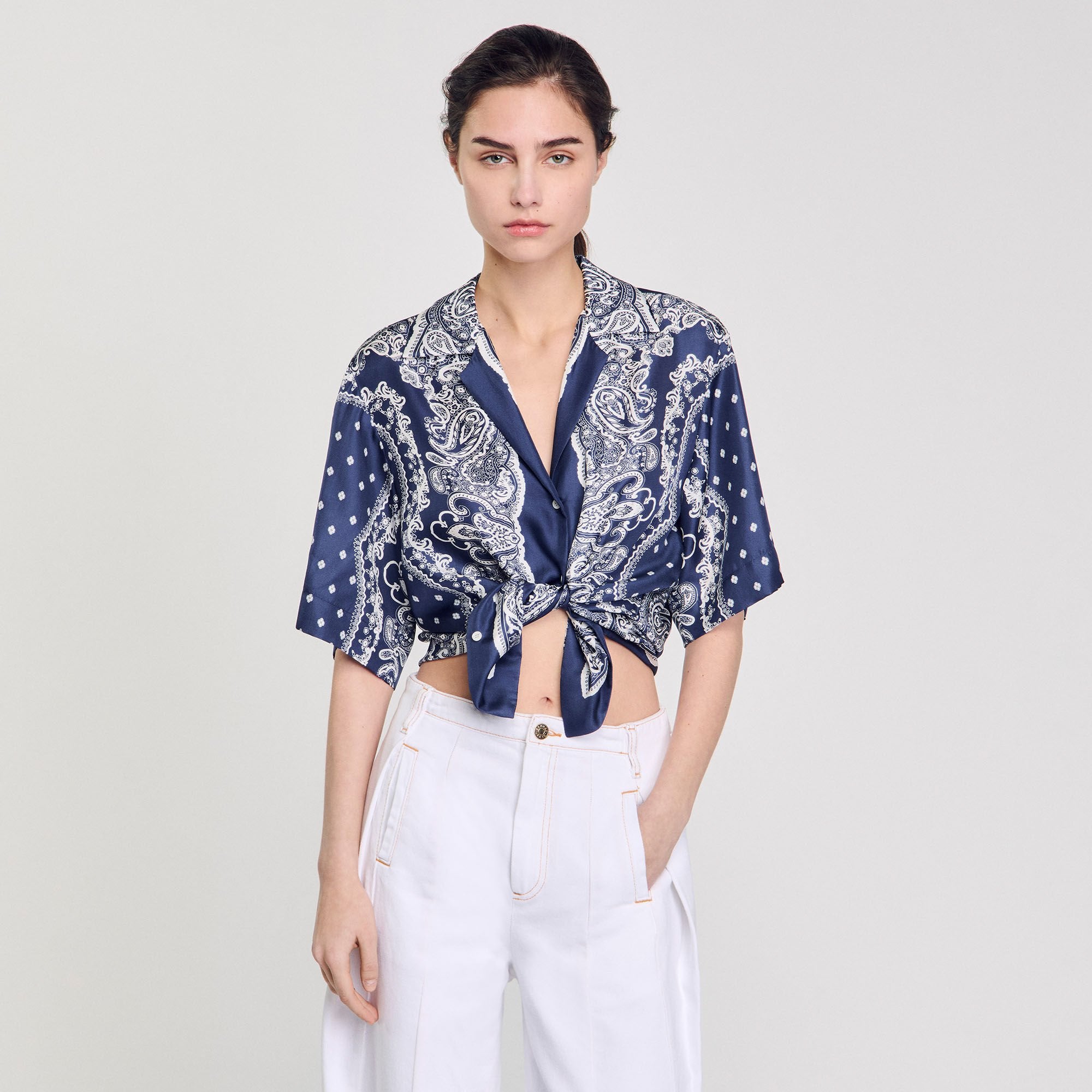 Bandana print shirt Blu / White Sandro Women