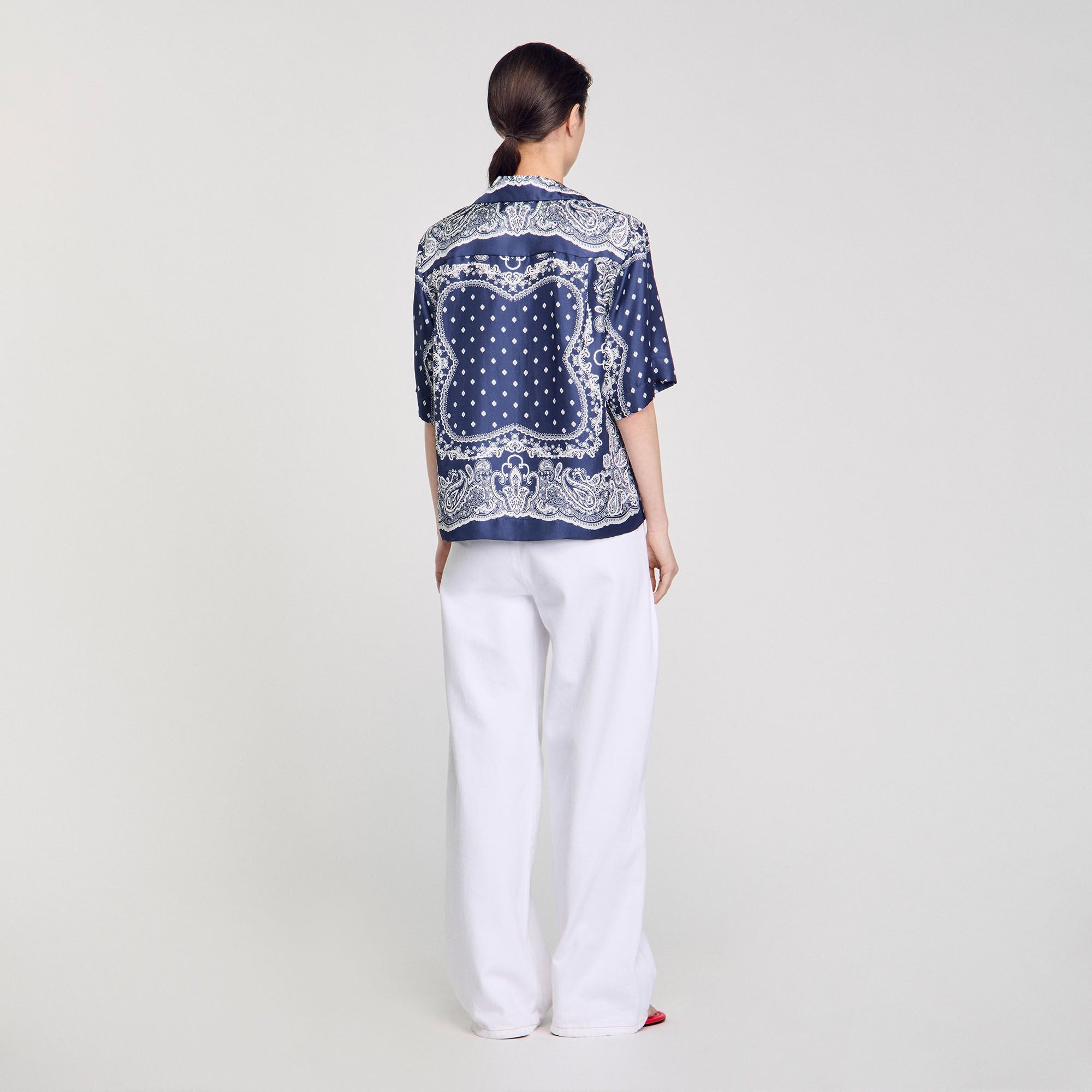Bandana print shirt Blu / White Sandro Women