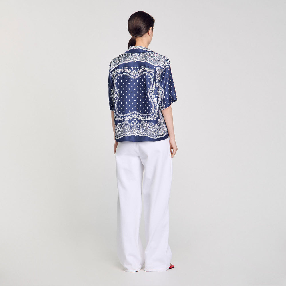 Bandana print shirt Blu / White Sandro Women