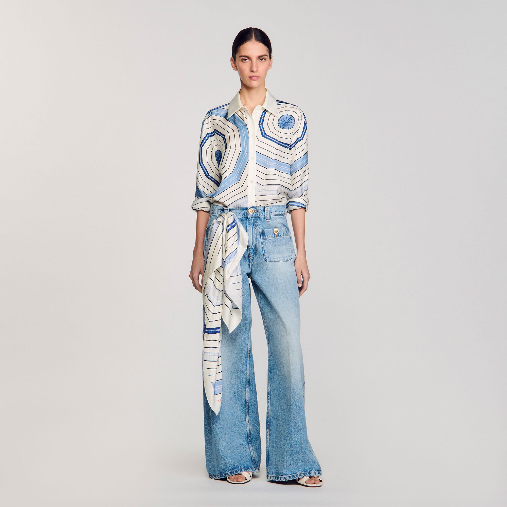 Spiral-motif long sleeve shirt Sky Blue Sandro Women