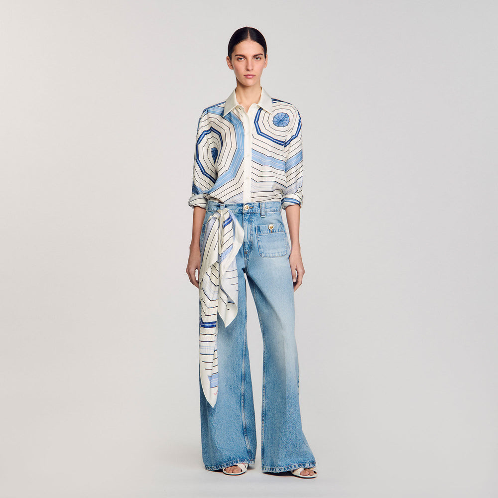 Spiral-motif long sleeve shirt Sky Blue Sandro Women