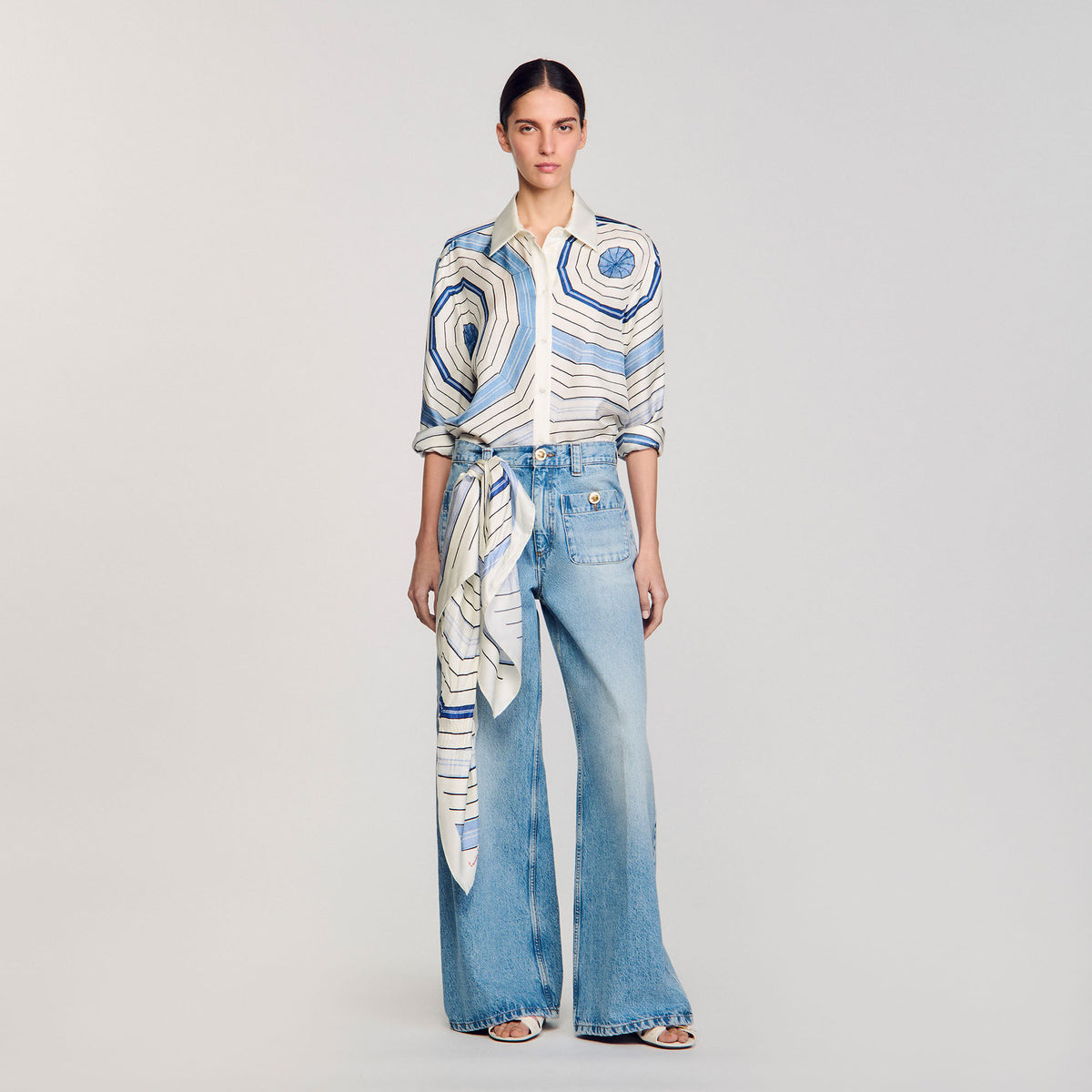 Spiral-motif long sleeve shirt Sky Blue Sandro Women
