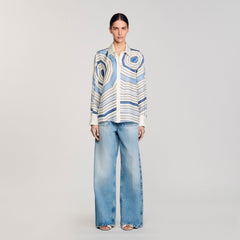 Spiral-motif long sleeve shirt Sky Blue Sandro Women