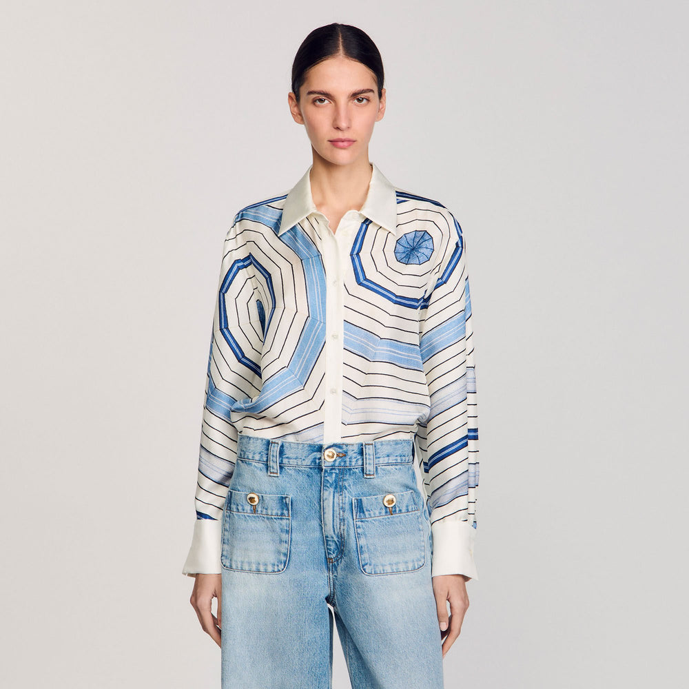 Spiral-motif long sleeve shirt Sky Blue Sandro Women
