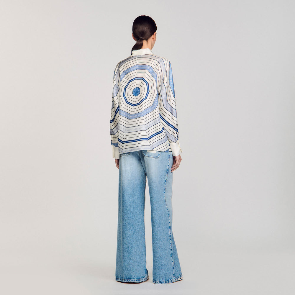 Spiral-motif long sleeve shirt Sky Blue Sandro Women