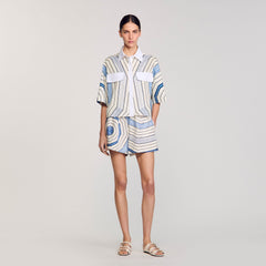 Spiral-motif silk shirt Sky Blue Sandro Women