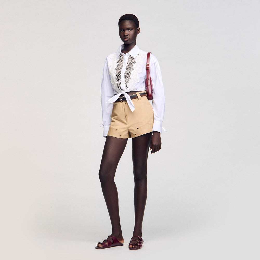 Lace bib shirt White Sandro Women