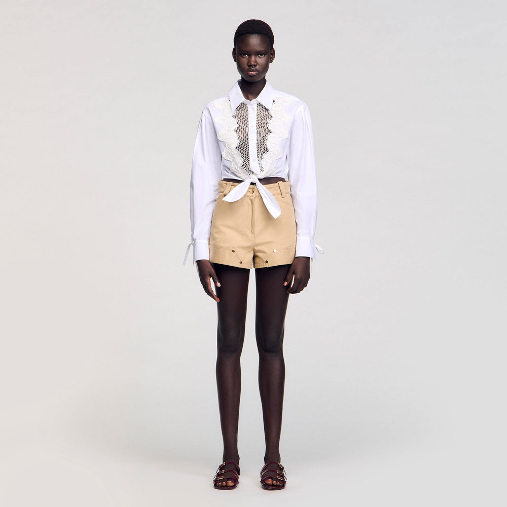 Lace bib shirt White Sandro Women