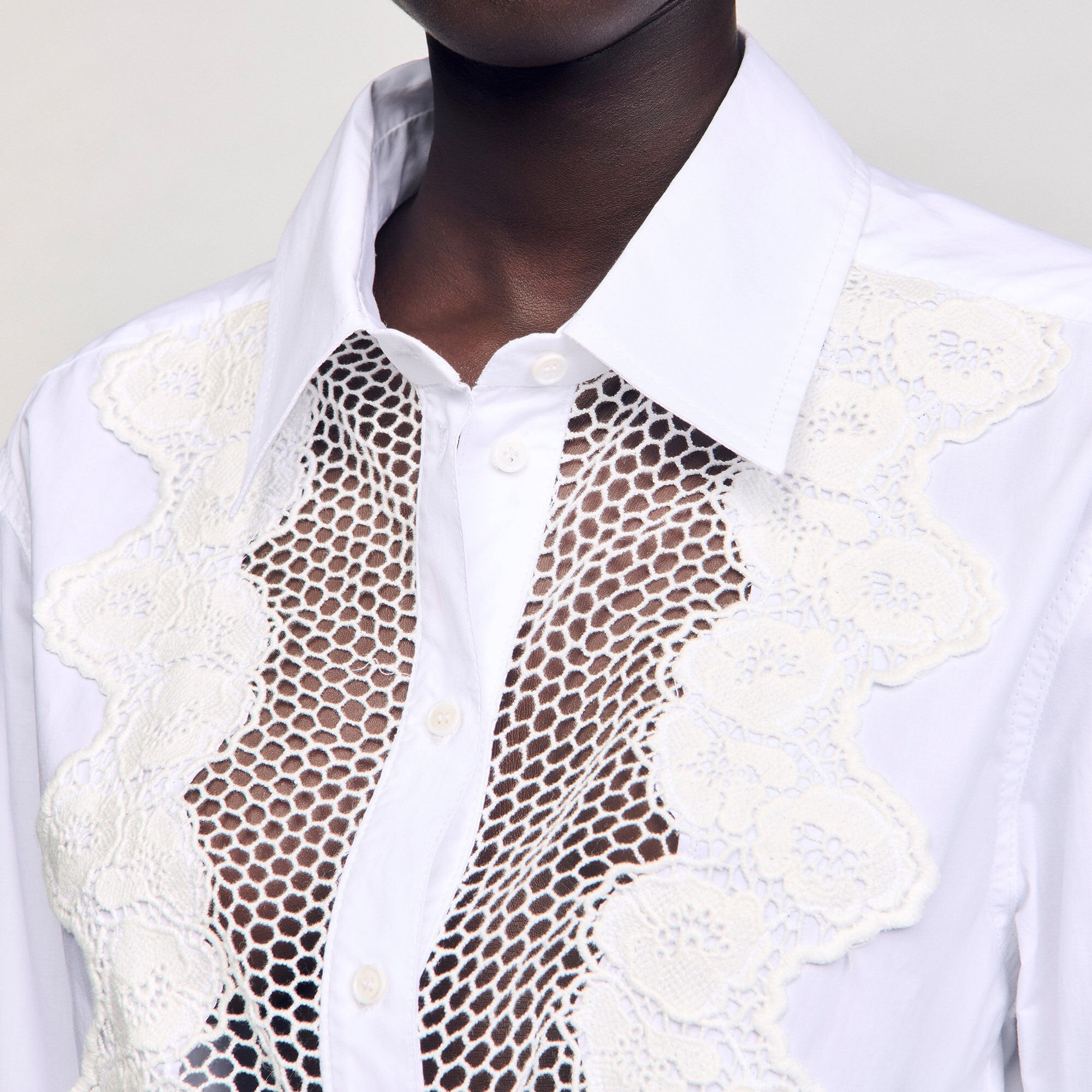 Lace bib shirt White Sandro Women
