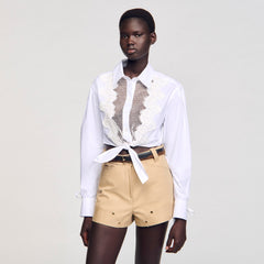 Lace bib shirt White Sandro Women