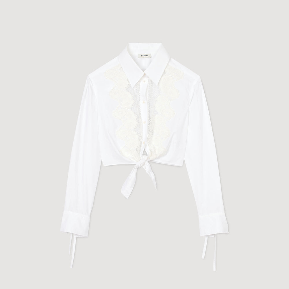 Lace bib shirt White Sandro Women