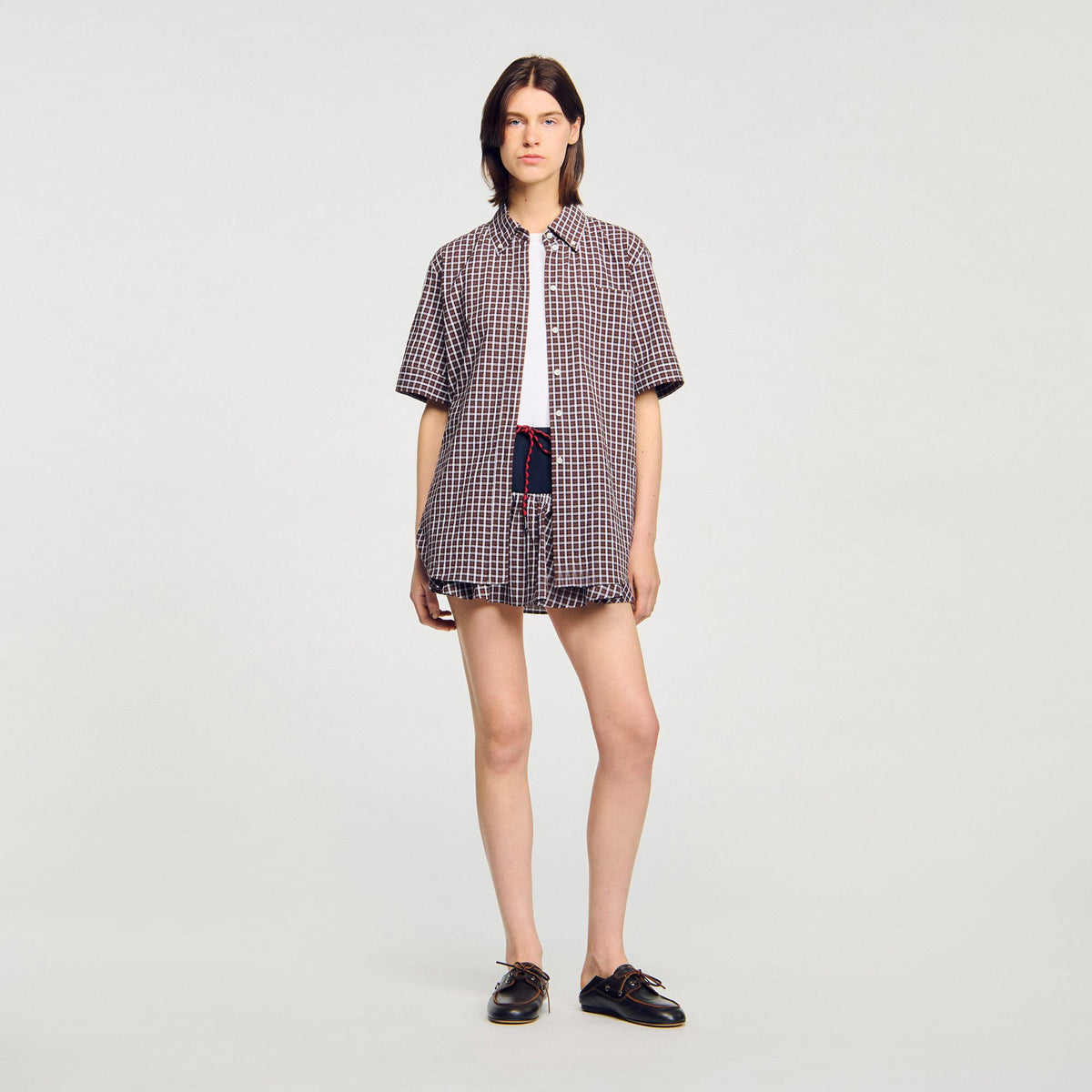 Oversized checkered shirt Brown Sandro Women