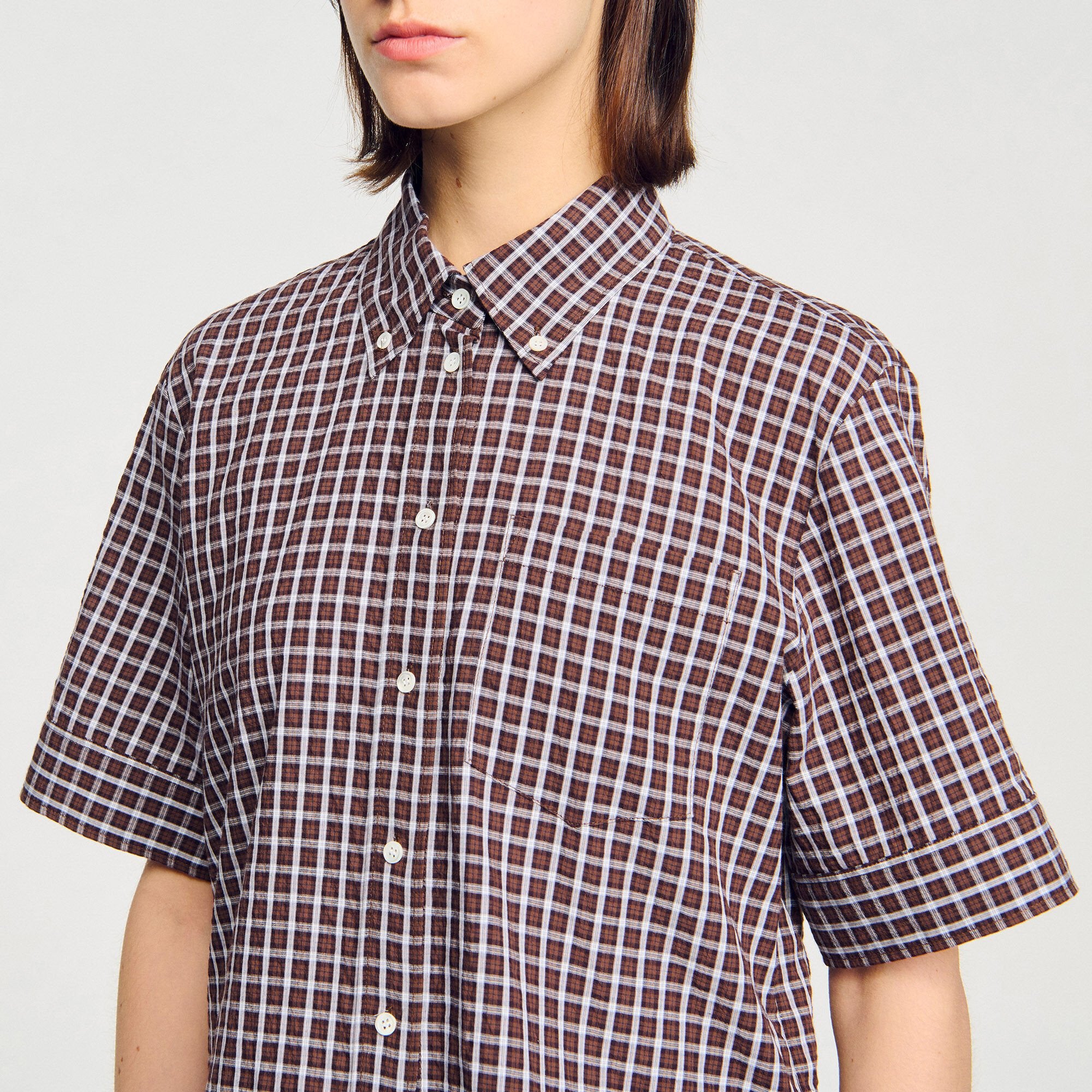 Oversized checkered shirt Brown Sandro Women