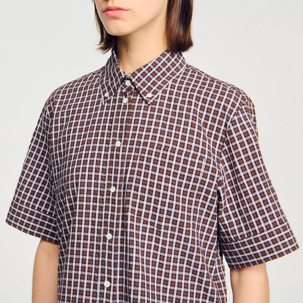Oversized checkered shirt Brown Sandro Women
