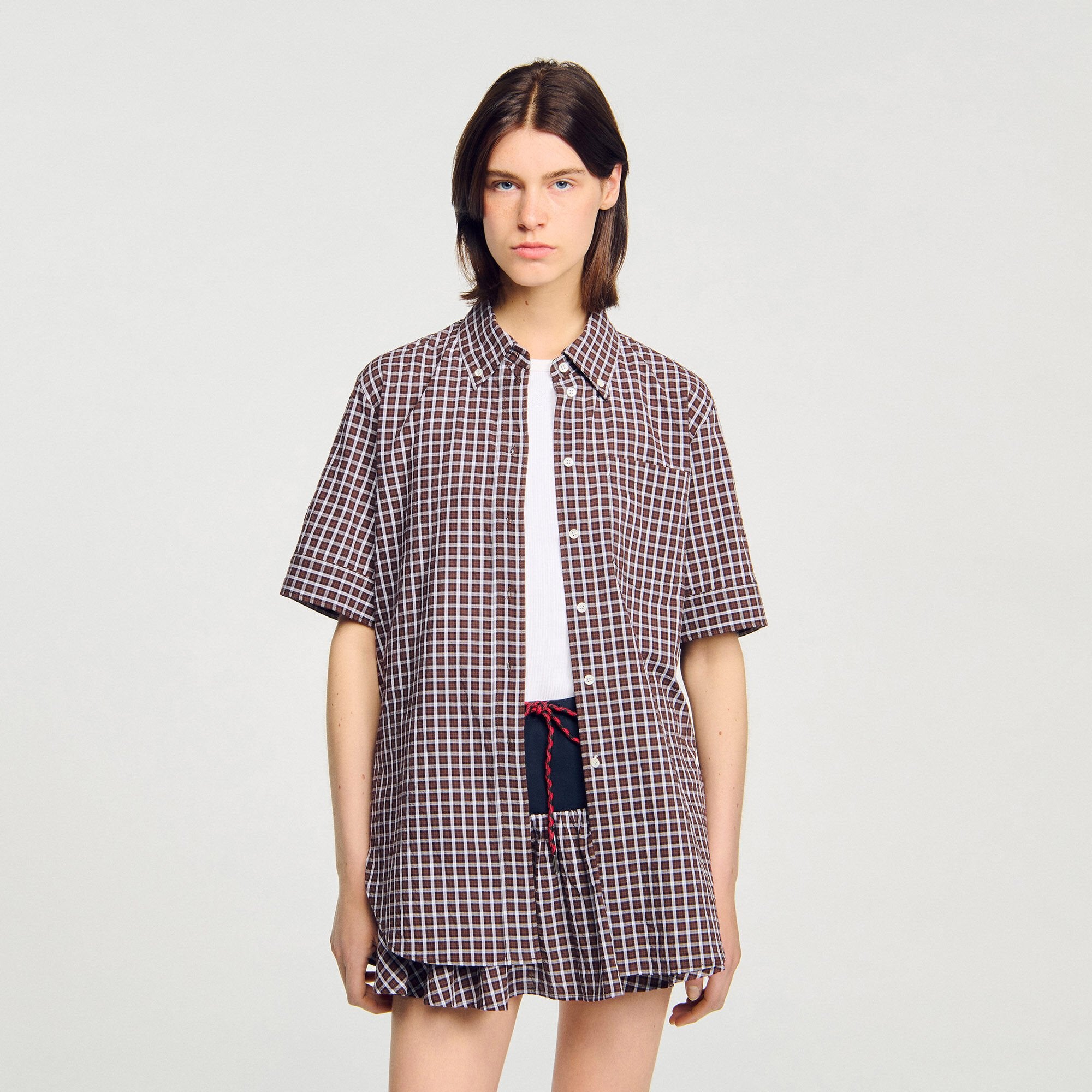 Oversized checkered shirt Brown Sandro Women