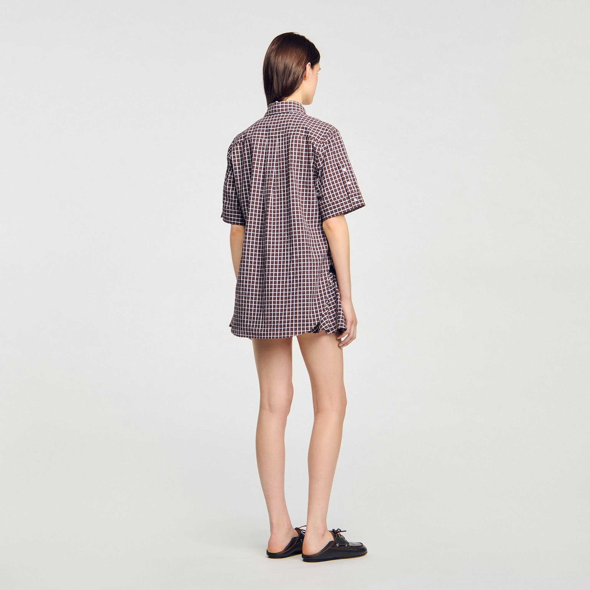 Oversized checkered shirt Brown Sandro Women