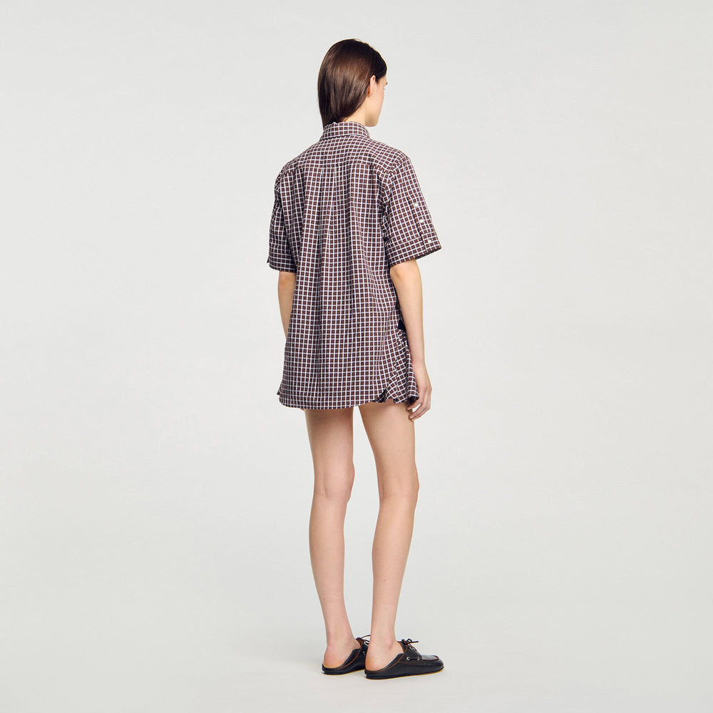 Oversized checkered shirt Brown Sandro Women