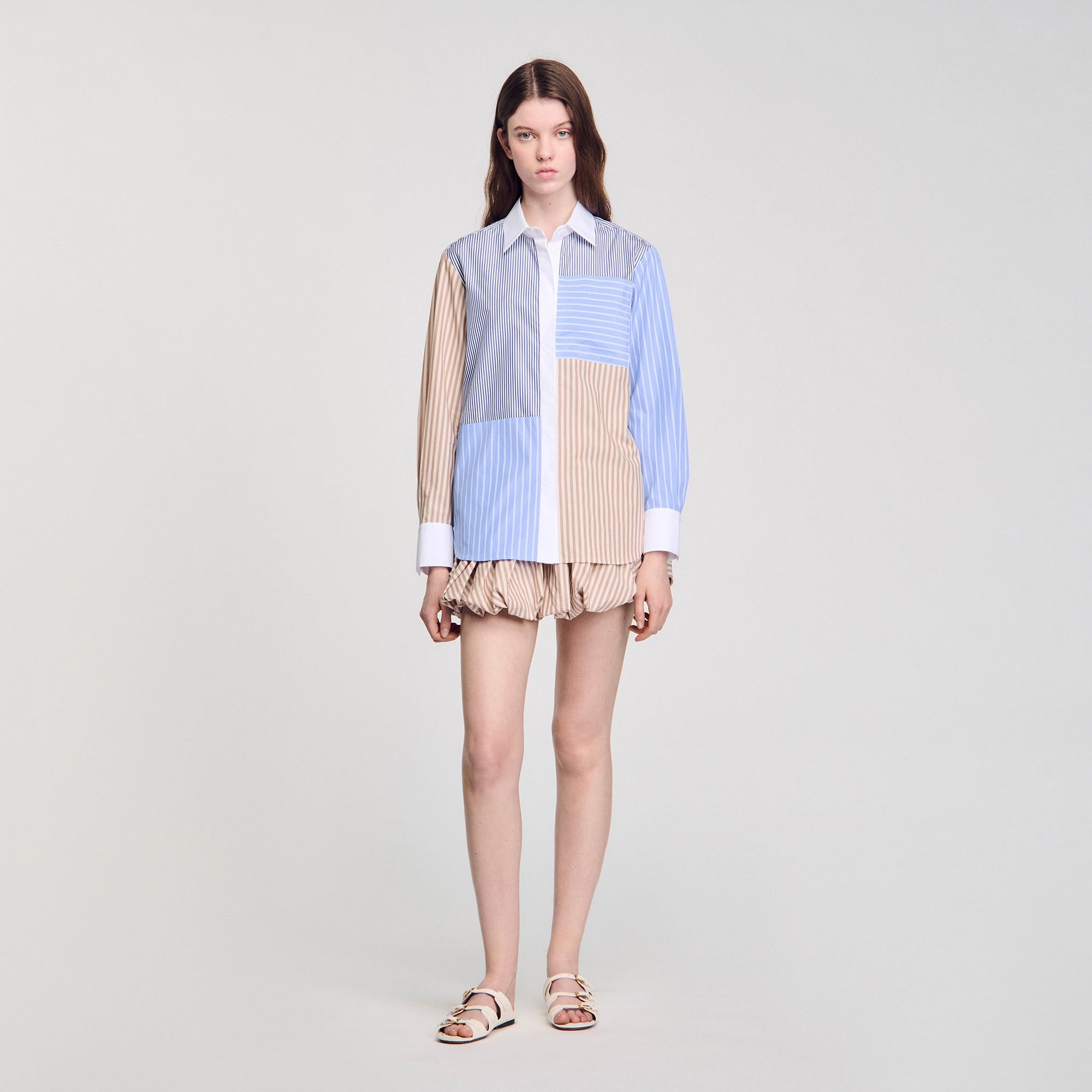 Striped mix shirt Sand / Camel Sandro Women