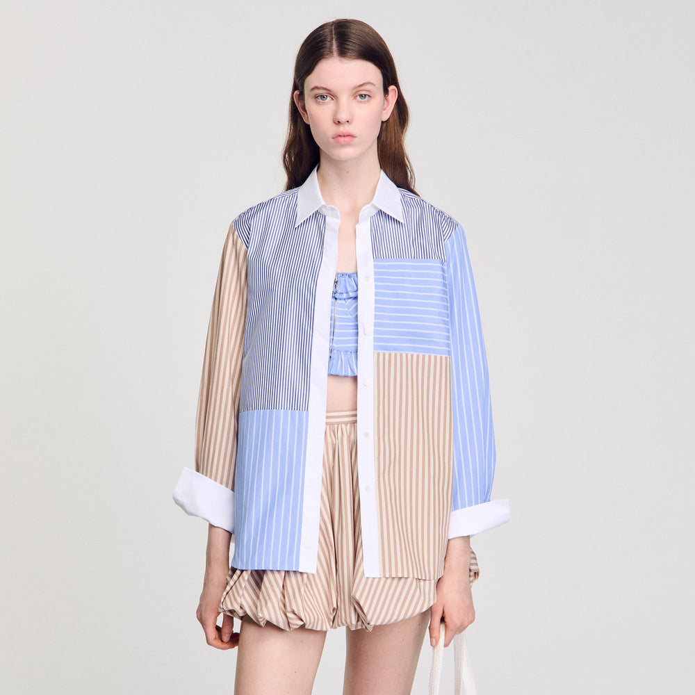 Striped mix shirt Sand / Camel Sandro Women