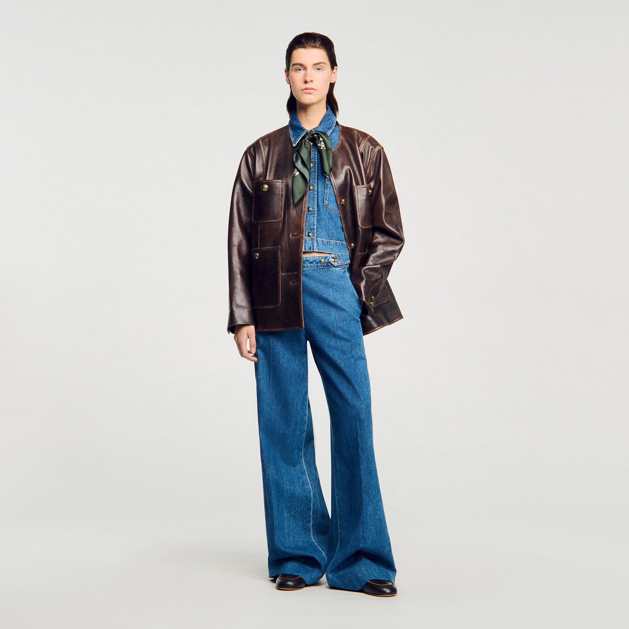 Cropped denim shirt Blue Jean Sandro Women